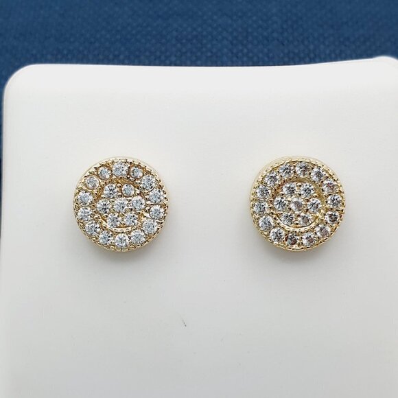 "14K Gold Plated Cubic Zircon Earrings, INUS1BR125 - Picture 1 of 9